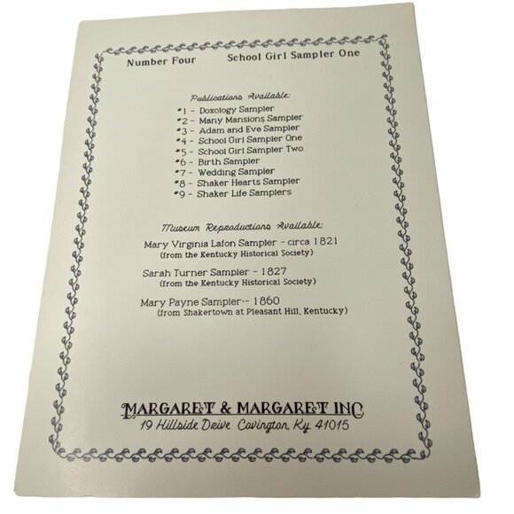 School Girl Sampler by Margaret Jeffries McKee 1985 cross stitch chart - Picture 3 of 3